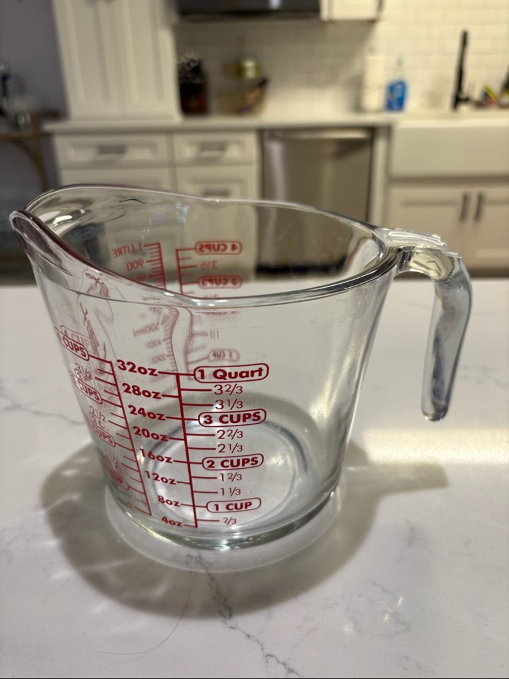 Anchor Hocking Clear Glass Measuring Cup with Red Logo and Markings - Picture 5 of 5